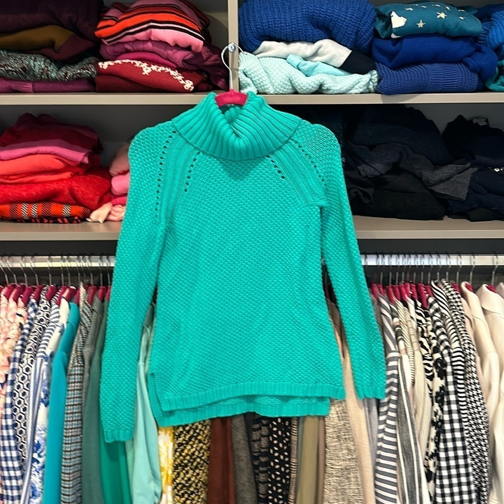 Talbots green knitted long sleeve turtleneck sweater size XSP
